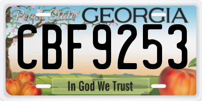 GA license plate CBF9253