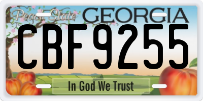 GA license plate CBF9255