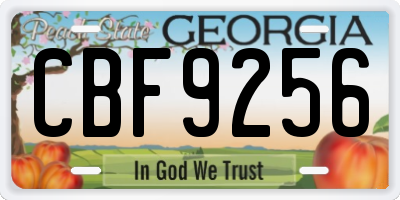 GA license plate CBF9256
