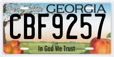 GA license plate CBF9257
