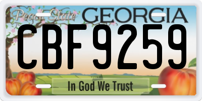 GA license plate CBF9259