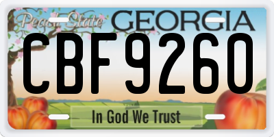 GA license plate CBF9260