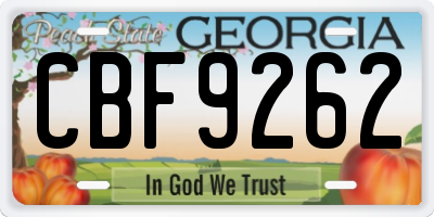 GA license plate CBF9262