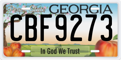 GA license plate CBF9273
