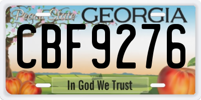 GA license plate CBF9276