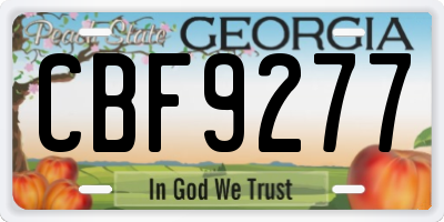 GA license plate CBF9277