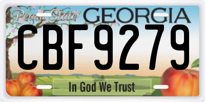 GA license plate CBF9279