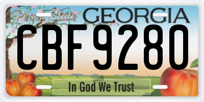 GA license plate CBF9280