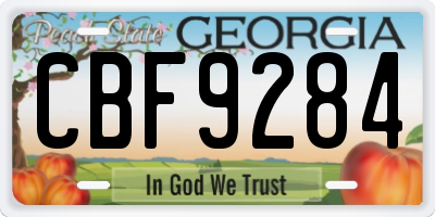 GA license plate CBF9284