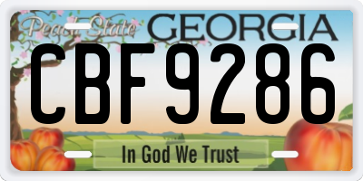 GA license plate CBF9286