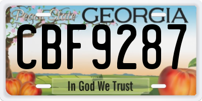 GA license plate CBF9287