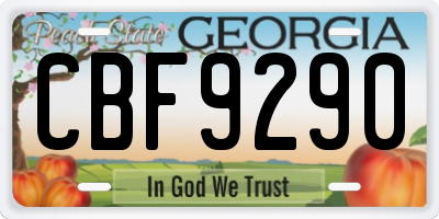 GA license plate CBF9290