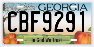 GA license plate CBF9291