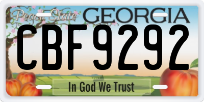 GA license plate CBF9292