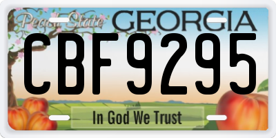 GA license plate CBF9295