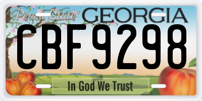 GA license plate CBF9298