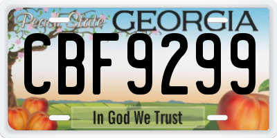 GA license plate CBF9299