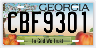 GA license plate CBF9301