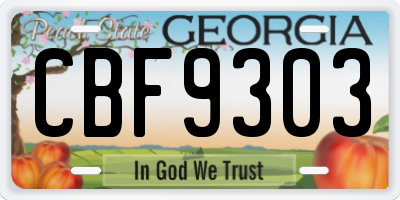 GA license plate CBF9303