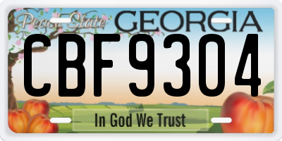 GA license plate CBF9304