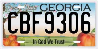 GA license plate CBF9306