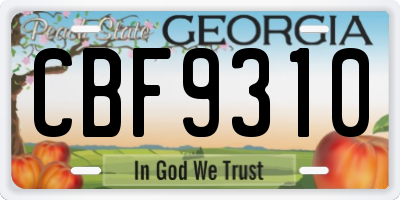 GA license plate CBF9310