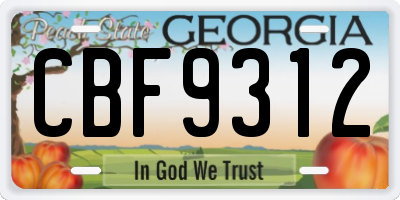 GA license plate CBF9312