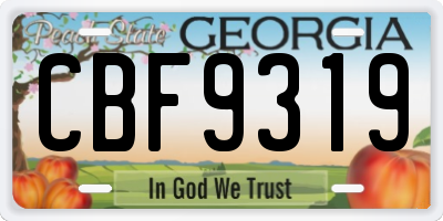 GA license plate CBF9319