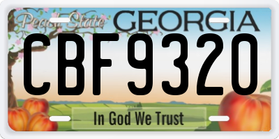 GA license plate CBF9320