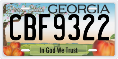 GA license plate CBF9322