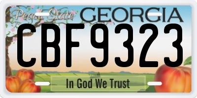 GA license plate CBF9323