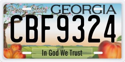 GA license plate CBF9324