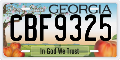 GA license plate CBF9325
