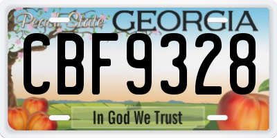 GA license plate CBF9328
