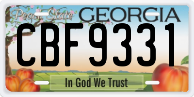 GA license plate CBF9331