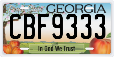 GA license plate CBF9333