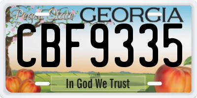 GA license plate CBF9335