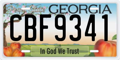 GA license plate CBF9341