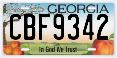 GA license plate CBF9342