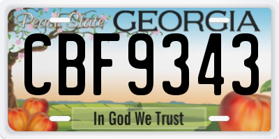 GA license plate CBF9343
