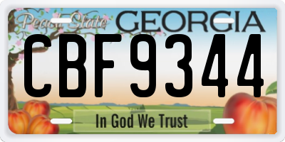 GA license plate CBF9344