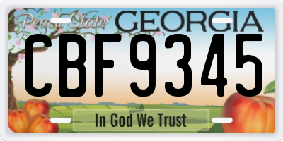 GA license plate CBF9345