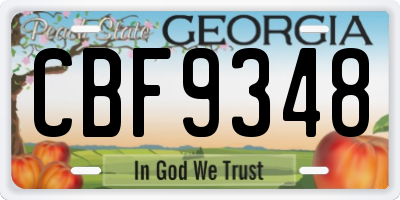 GA license plate CBF9348