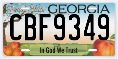 GA license plate CBF9349