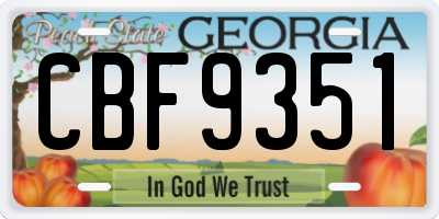 GA license plate CBF9351