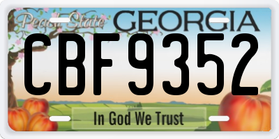 GA license plate CBF9352