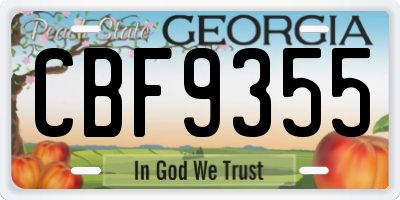 GA license plate CBF9355