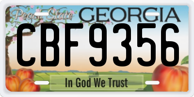 GA license plate CBF9356
