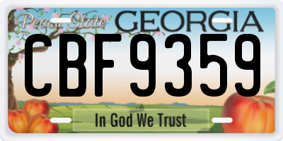 GA license plate CBF9359