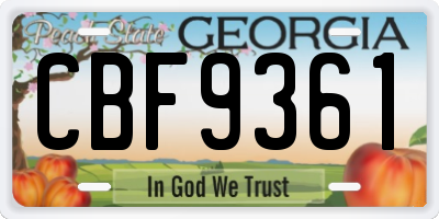 GA license plate CBF9361
